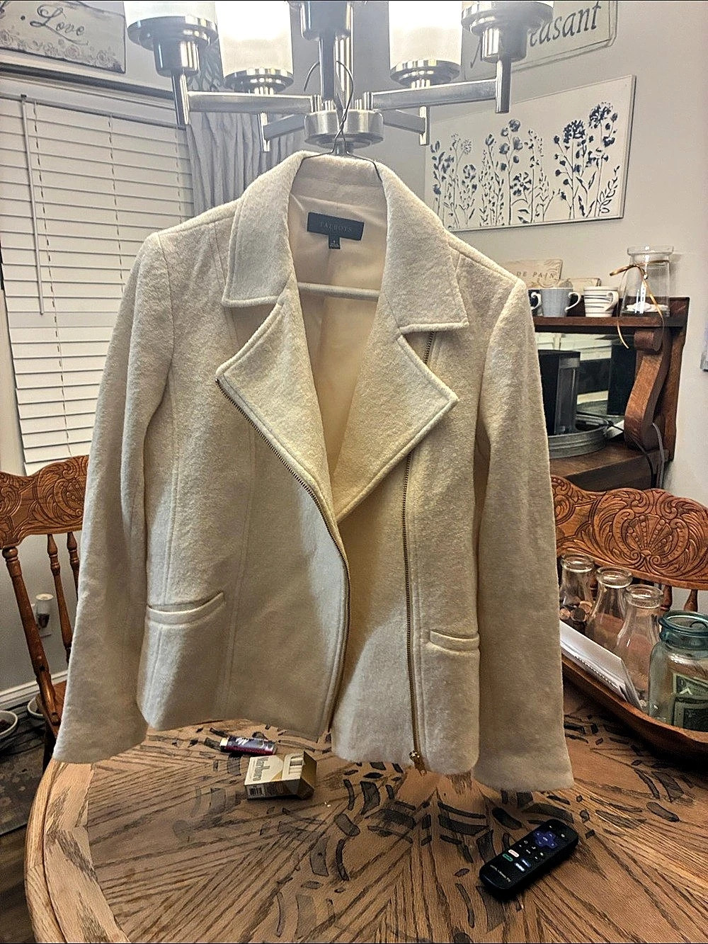 Talbots Cream Pea Coat Size 4 Like New